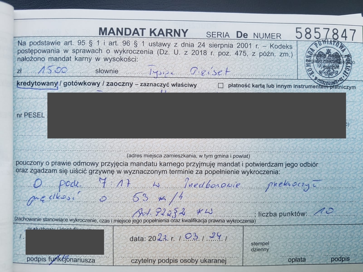 Kolejny Mandat Za Przekroczenie Prędkości Aktualności Kpp Ostrzeszów 7271